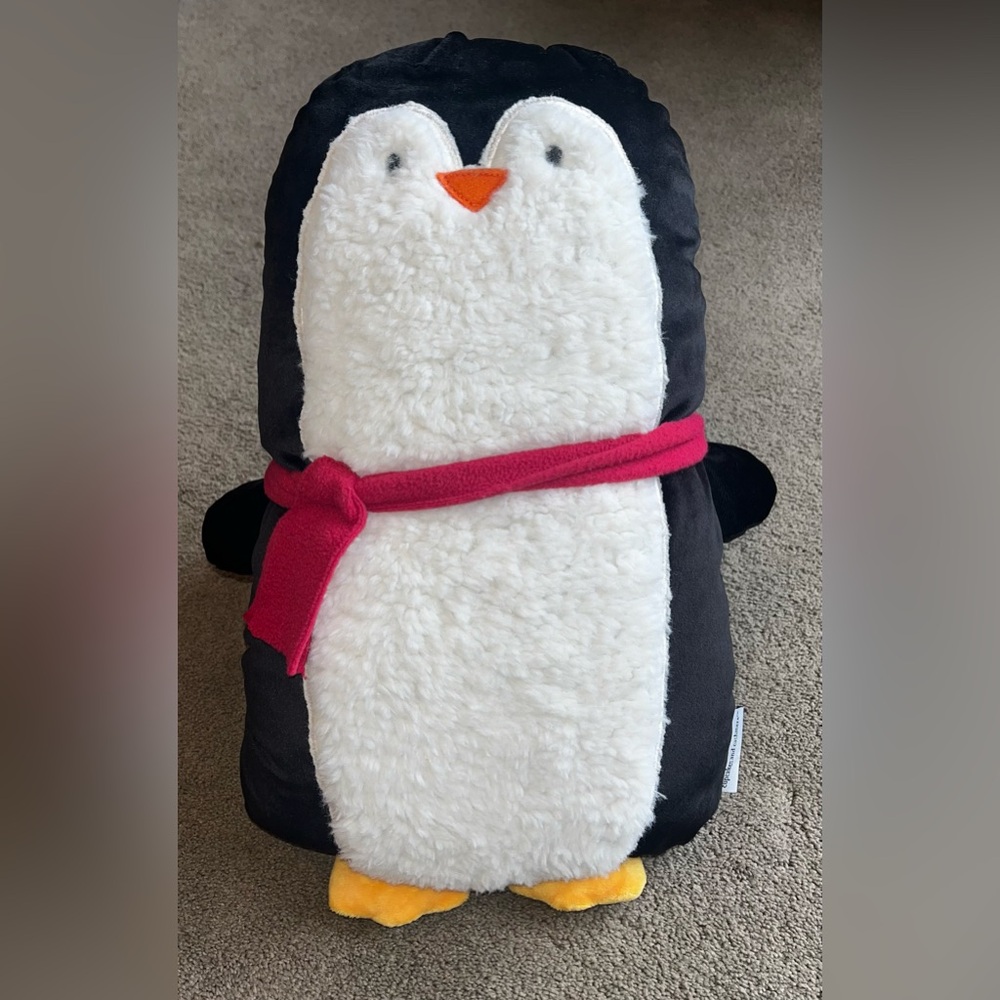 Cupcakes and Cashmere Holiday Penguin Plush Decor Pillow